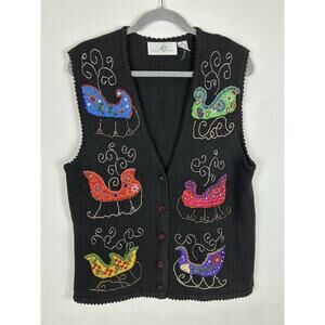 Design Options Phillip Jane Gordon‎ Women’s Sweater Vest Sleigh Holiday Medium